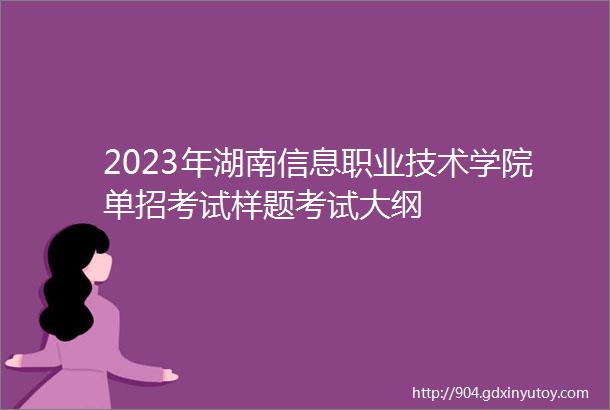 2023年湖南信息职业技术学院单招考试样题考试大纲