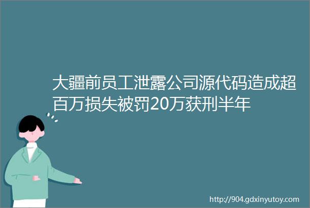 大疆前员工泄露公司源代码造成超百万损失被罚20万获刑半年